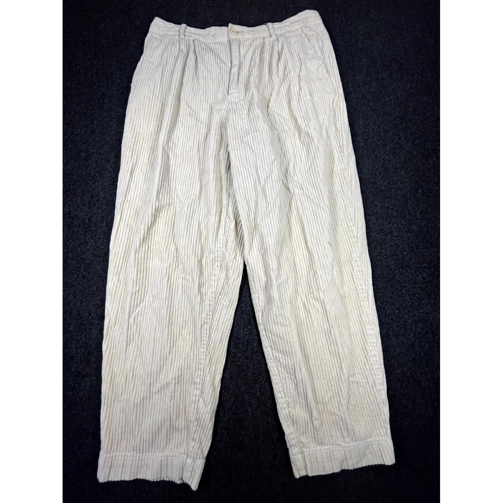 Rowing Blazers Chino Pants‎ Womens 12 White Corduroy High Rise Pleated Wide Leg